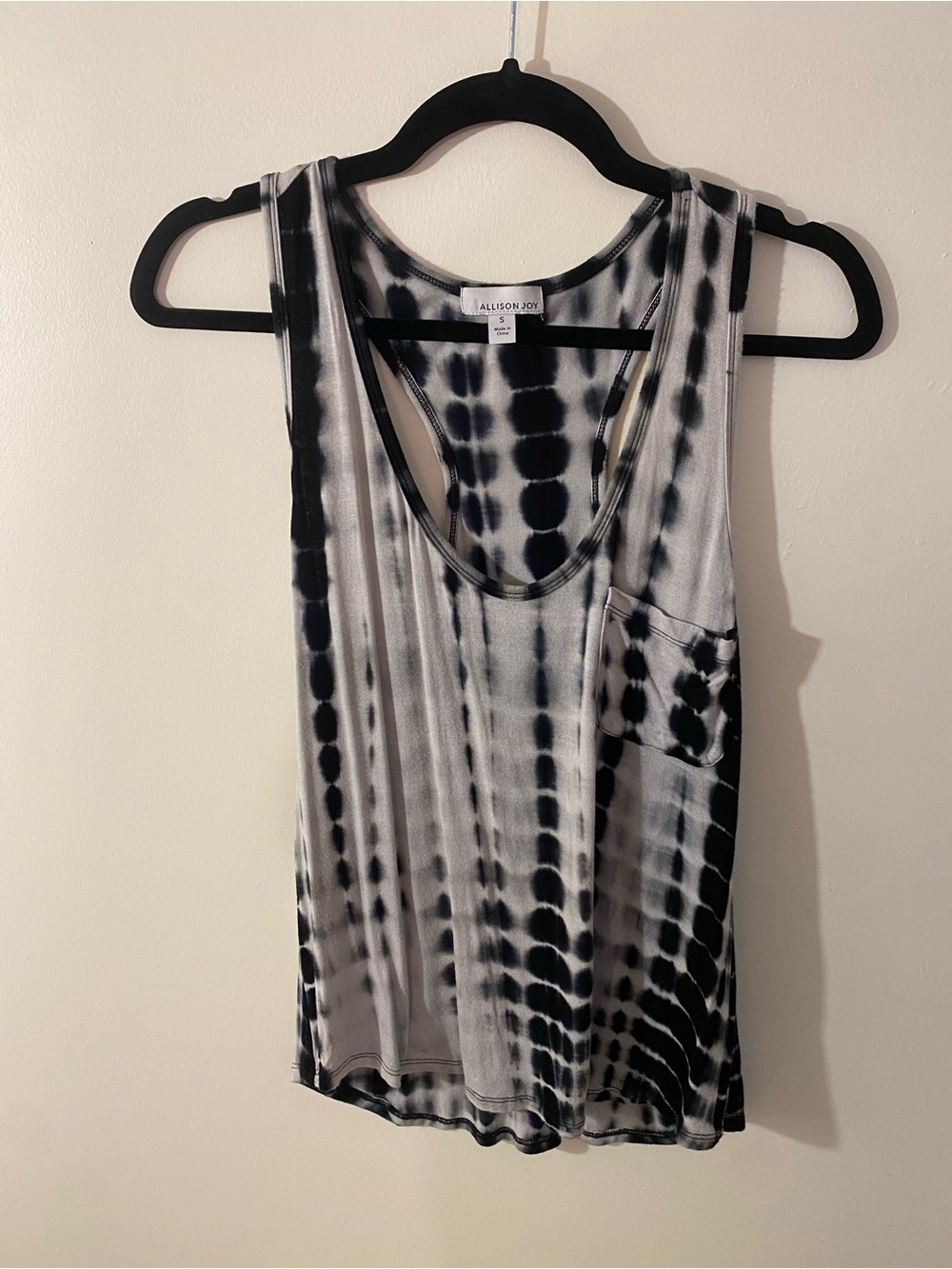 Allison Joy Black & White Tie-Dye Scoop Pocket Tank
